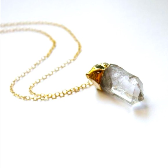 Raw Crystal Pendant Long Necklace - Picture 1 of 2